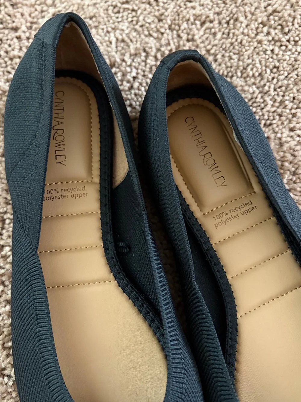 Cynthia Rowley Black Pointed-Toe Knit Ballet Flats